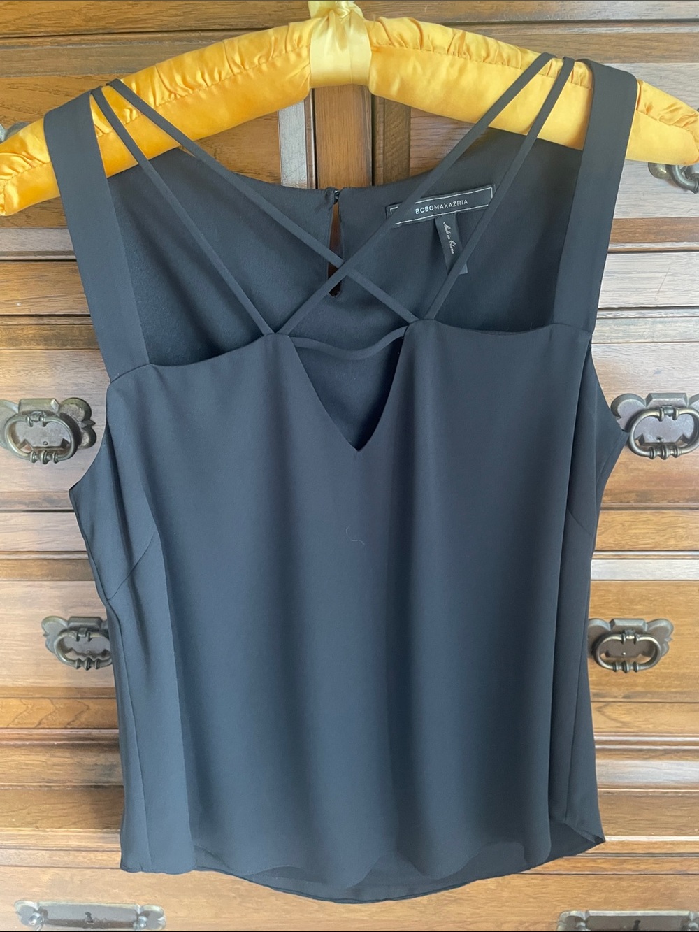 BCBGMaxAzria Black Strappy V-Neck Camisole